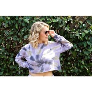 Oliv Viv Parker Pullover XS Mauve Batik Tie Dye Crop Top